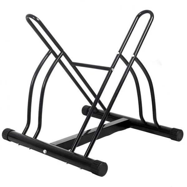Râtelier pour 2 vélos Porte-vélo autoporté Mur Rack Stockage Verrouillage Support à vélo pour Garage 60 x 53 x 56 cm Noir