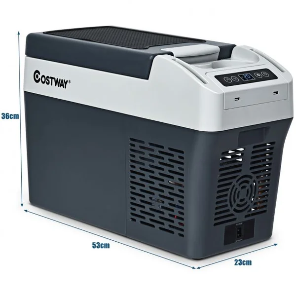 Réfrigérateur Congélateur de Voiture 12L Portable Compresseur -20°C à +10°C Ampoules LED 2 Porte-gobelets 23x53x36cm