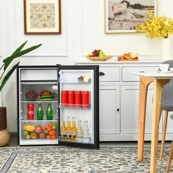 Réfrigérateur Table Top Intégrable 91L Mini-bar Niveau Sonore Faible 3 Étagères 49x45x84cm Noir