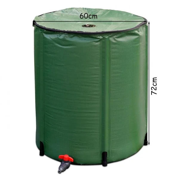 Réservoir Pliable 200L avec Récipient de Stockage d'Eau Filtre Robinet en PVC et ABS, 60x72cm Vert