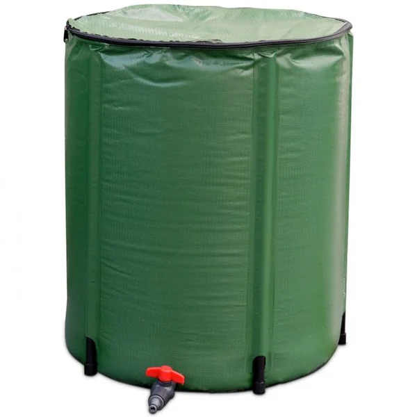 Réservoir Pliable 200L avec Récipient de Stockage d'Eau Filtre Robinet en PVC et ABS, 60x72cm Vert