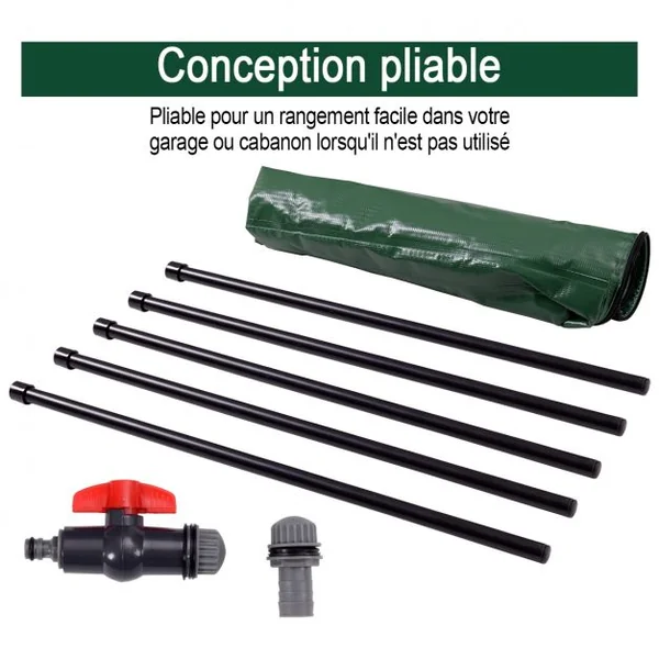 Réservoir Pliable 200L avec Récipient de Stockage d'Eau Filtre Robinet en PVC et ABS, 60x72cm Vert