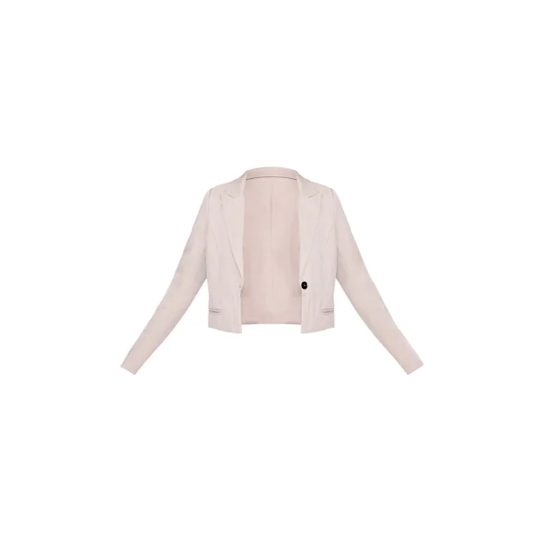 Sable Blazer Court Boxy Avec Poches Plaquées Détaillées