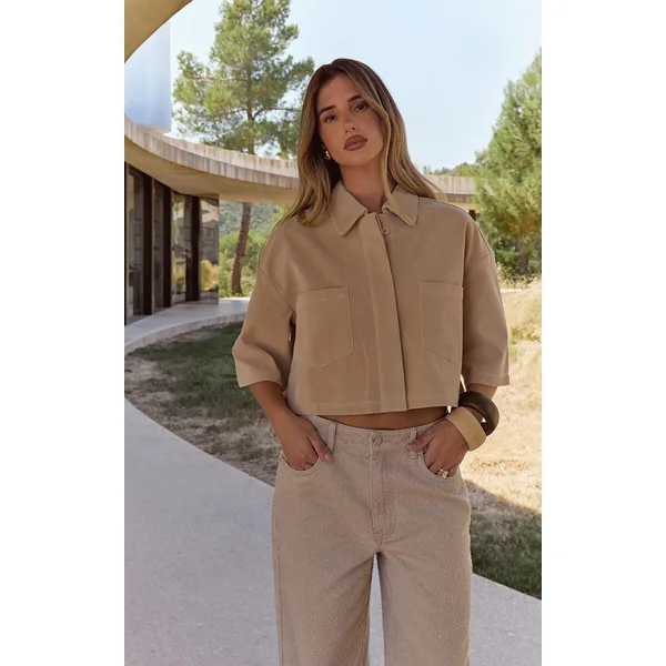 Sable Chemise Courte Oversize En Synthétique