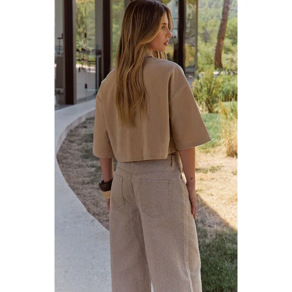 Sable Chemise Courte Oversize En Synthétique