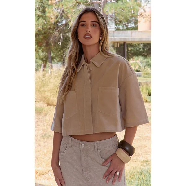 Sable Chemise Courte Oversize En Synthétique