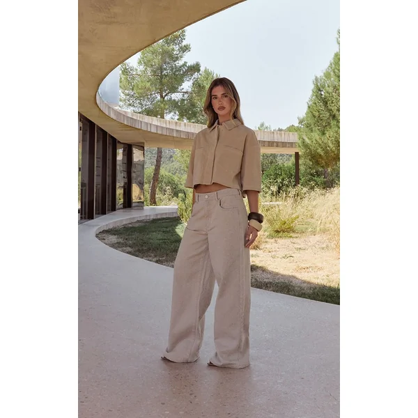 Sable Chemise Courte Oversize En Synthétique