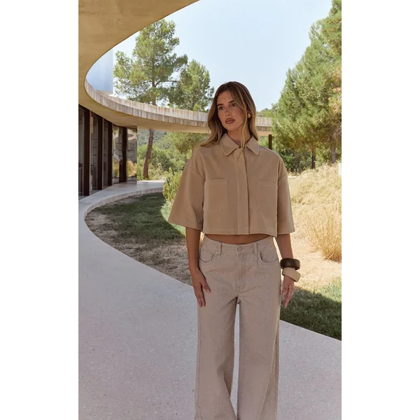 Sable Chemise Courte Oversize En Synthétique