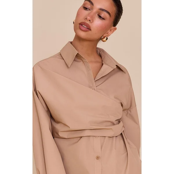 Sable Chemise Drapée Asymétrique