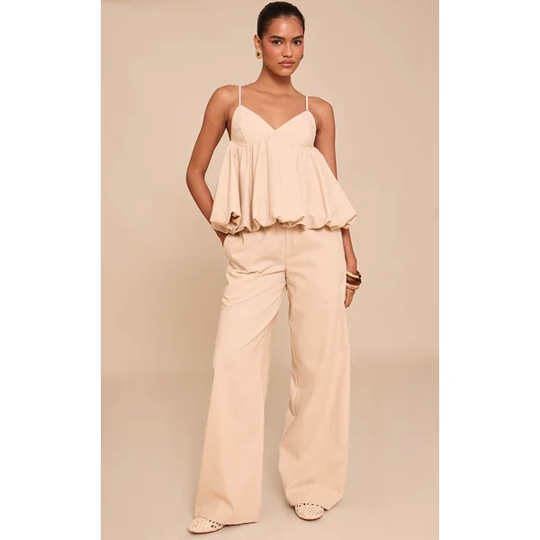 Sable Pantalon Large À Cordon De Serrage Ensemble Coordonné
