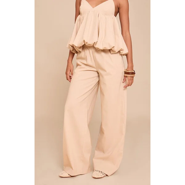 Sable Pantalon Large À Cordon De Serrage Ensemble Coordonné