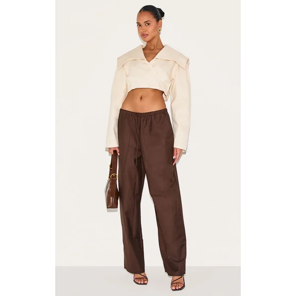 Sable Veste Courte Asymétrique Croisée