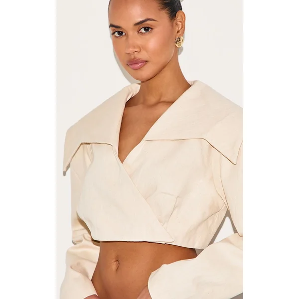 Sable Veste Courte Asymétrique Croisée