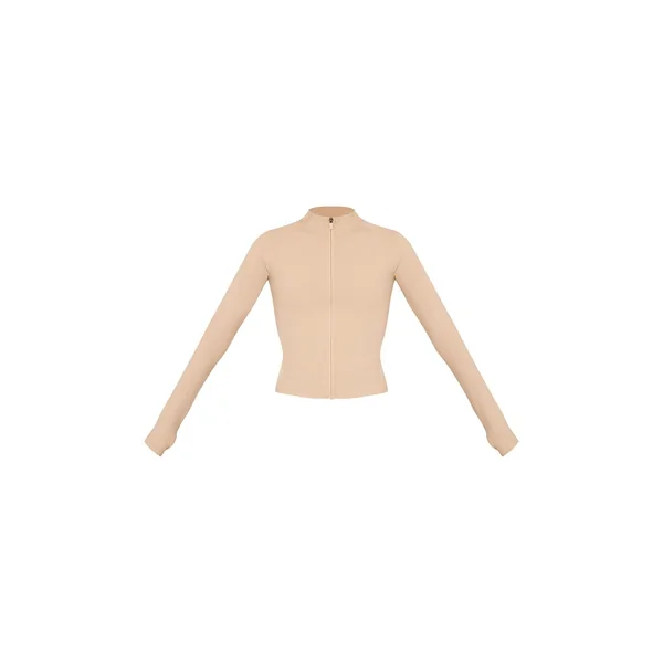 Sable Veste De Sport Zippée Sable Avec Détails De Coutures Sculptées