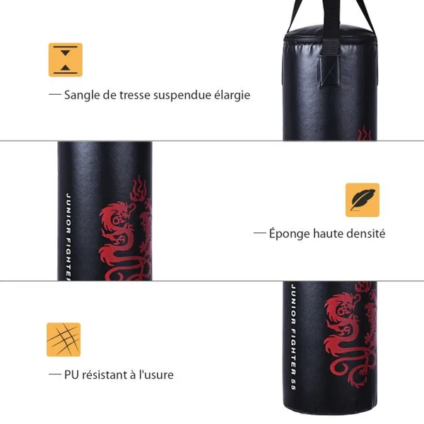 Sac de Boxe Sac de Frappe Kickboxing pour Enfant avec 2 Gants Corde à Sauter Chaîne Suspension