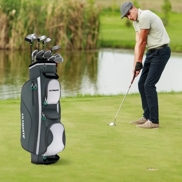 Sac de Chariot de Golf avec 14 Compartiments Séparés Sac de Club de Golf avec Capuche Anti-Pluie/Housse Anti-Poussière