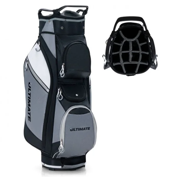Sac de Club de Golf Portable avec 14 Compartiments Séparés 7 Poches Capuche Anti-pluie Double Sangle Sac Isotherme Nylon