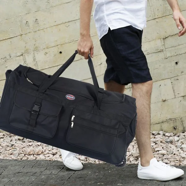 Sac de voyage à roulettes Valise trolley légère, 3 Roulettes, Poignée télescopique, grande capacité, 92x42x38cm, Noir
