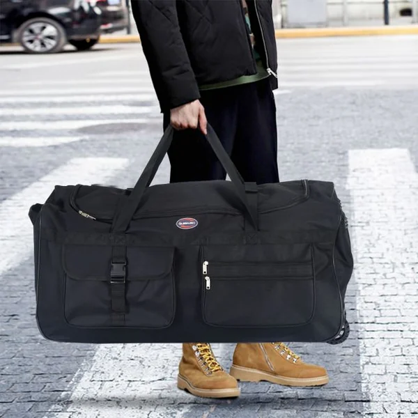 Sac de voyage à roulettes Valise trolley légère, 3 Roulettes, Poignée télescopique, grande capacité, 92x42x38cm, Noir