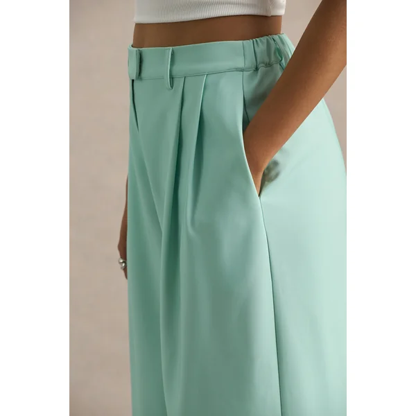 Safia | Pantalon Large en Satin Dégradé Émeraude