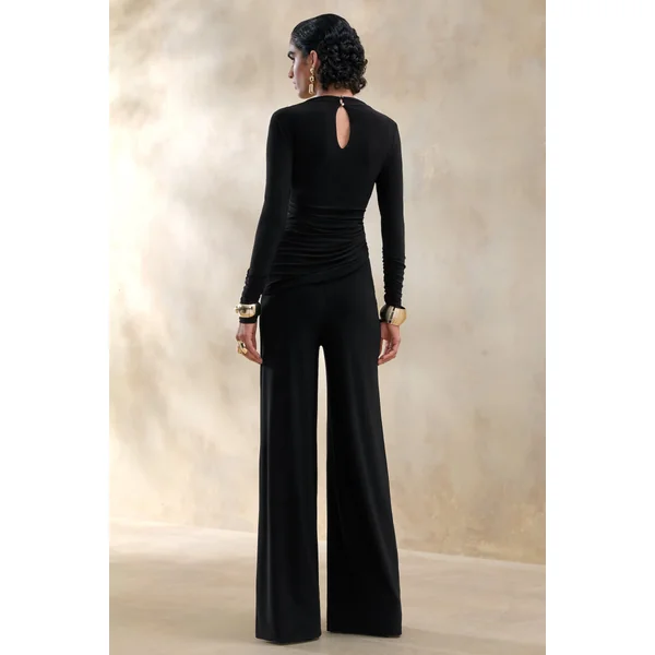 Safirra | Pantalon noir à jambes larges