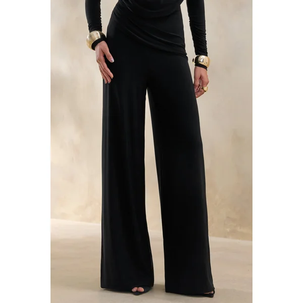 Safirra | Pantalon noir à jambes larges