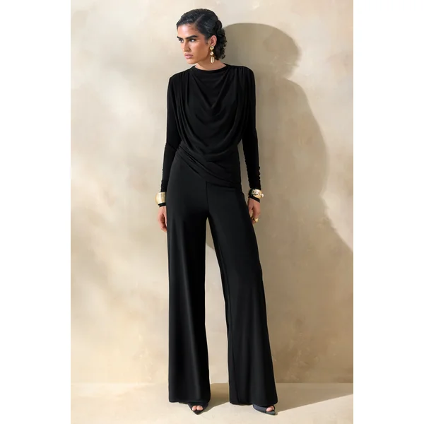 Safirra | Pantalon noir à jambes larges