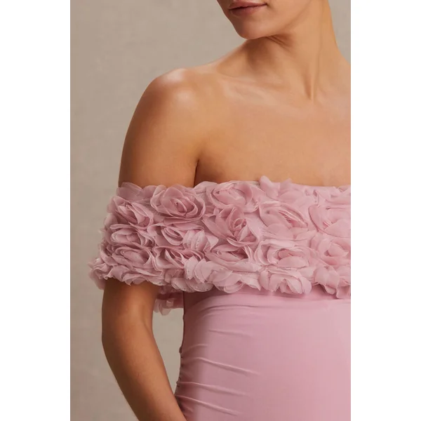 Sallow | Combinaison de maternité rose à fleurs avec encolure bardot