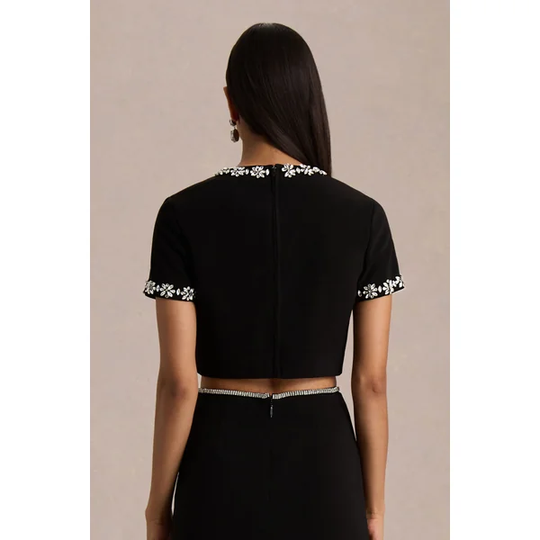 Salma | Haut noir orné