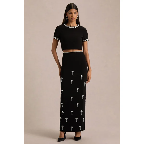 Salma | Haut noir orné