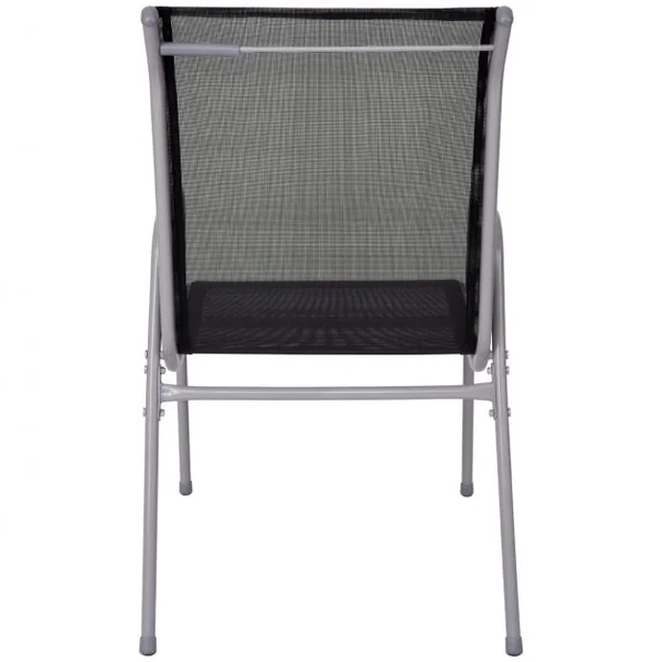 Salon de Jardin avec 1 Table avec Plateau en Verre Trempée et 4 Chaises en Textilene et Aluminium Gris Argenté