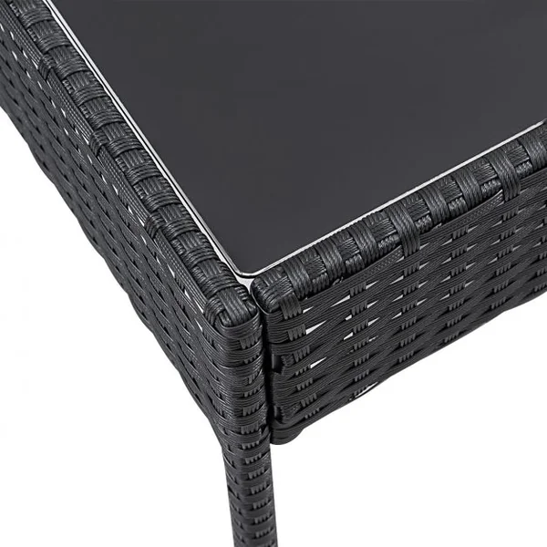 Salon de Jardin Imitation Rotin en Fer 1 Table Basse Verre Trempé 2 Fauteuils Simples 1 Causeuse avec Coussins Gris