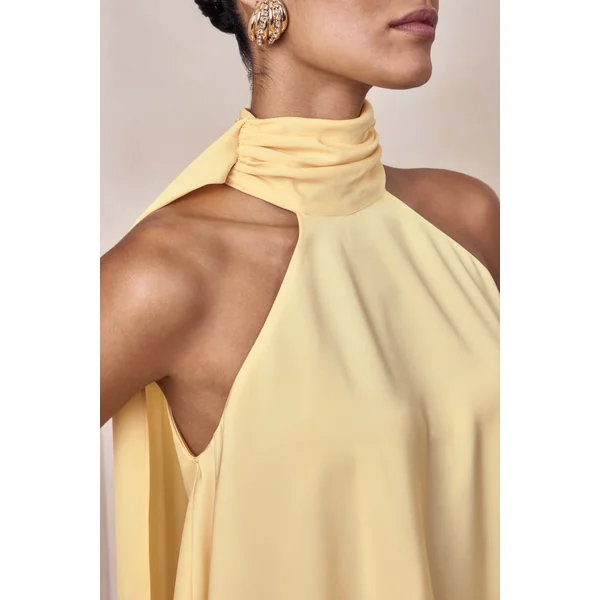 Sancelle | Haut dos-nu en satin mat citron