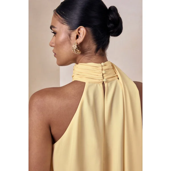 Sancelle | Haut dos-nu en satin mat citron