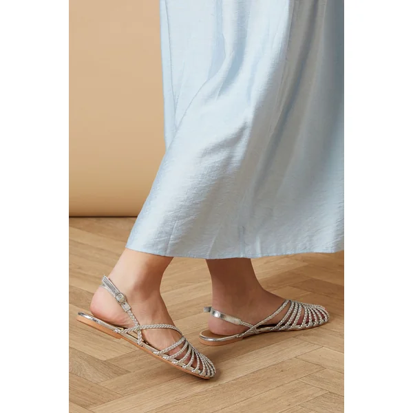 Sandales Plates Fermées en Cuir Véritable Tressé Lolitas