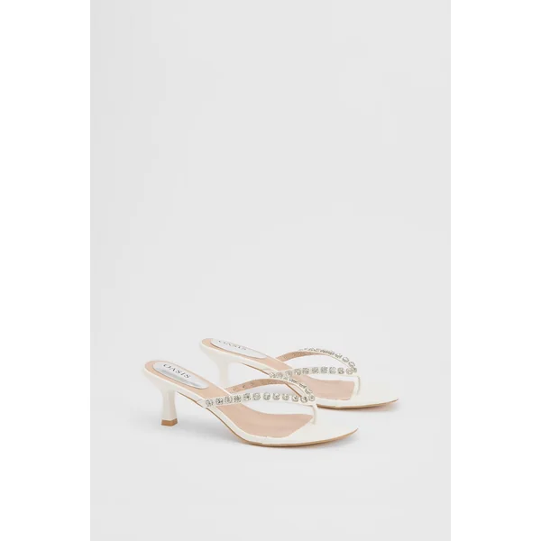 Sandales À Talon Narla En Synthétiquecuir Avec Détail Strass Entre-doigts