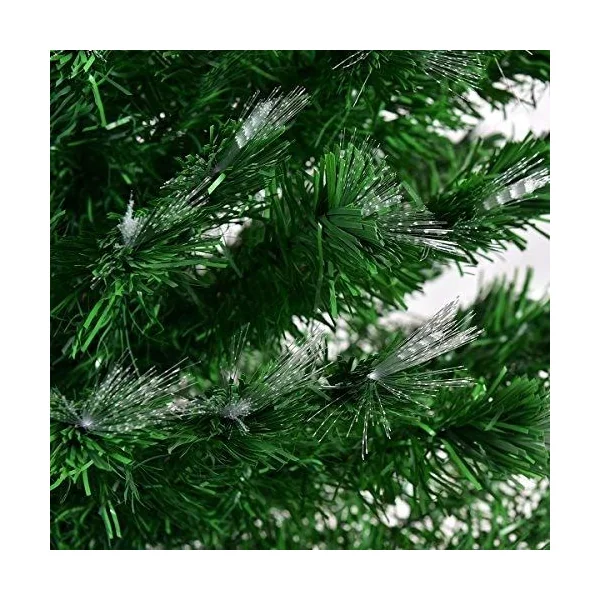 Sapin de Noël Artificiel 150 cm avec Lumières LED multicolores et Pied Arbre de Noël en PVC plastique métal, vert