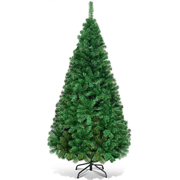 Sapin de Noël Artificiel 150 CM Matériau PVC avec Pied en Métal Excellente Stabilité Peu Encombrant, 350 branches, Vert