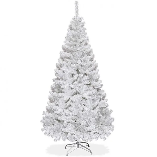Sapin de Noël Artificiel 150cm pour Décoration de Noël 350 branches, Matériau PVC avec Pied en Métal, Blanc