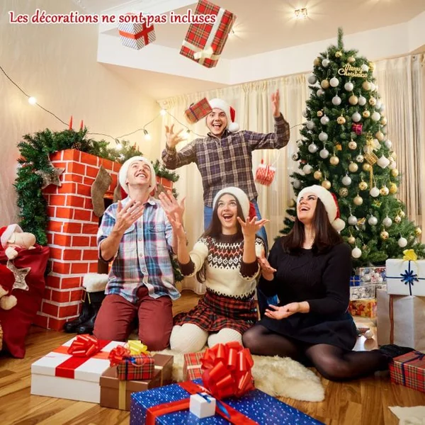 Sapin de Noël Artificiel 180 Cm avec 1130 Rameaux Denses Support Métallique Pliable Sapin De Noël à Charnières 3 Sections