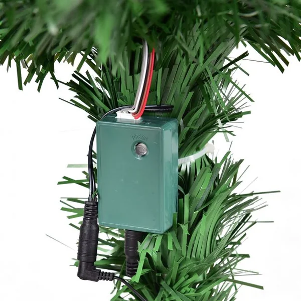 Sapin de Noël Artificiel 180 cm avec Lumières LED colorées et Pied Arbre de Noël en PVC plastique métal, Couleur vert