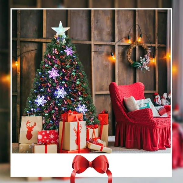 Sapin de Noël Artificiel 180 cm avec Lumières LED et Pied Arbre de Noël en PVC plastique métal avec flocon de neige, Vert
