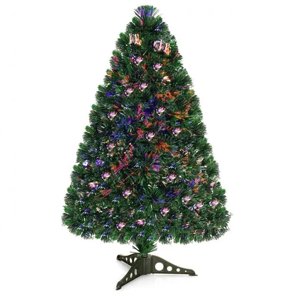 Sapin de Noël Artificiel 180 cm avec Lumières LED et Pied Arbre de Noël en PVC plastique métal, Couleur vert