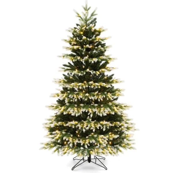 Sapin de Noël Artificiel 180CM 1801 Branches 350 Ampoules Led Blanc Chaud Et Froid à Charnière Connecteur d'Alimentation Rapide 3 Modes d'Éclairage