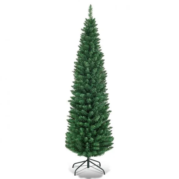 Sapin de Noël Artificiel 180CM Arbre de Noël pointu avec pied 40CM Décoration de Noël en fer et PVC