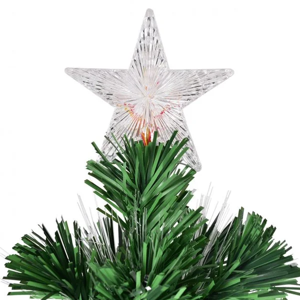 Sapin de Noël Artificiel 210 cm avec Lumières LED colorées et Pied Arbre de Noël en PVC plastique métal, Couleur vert
