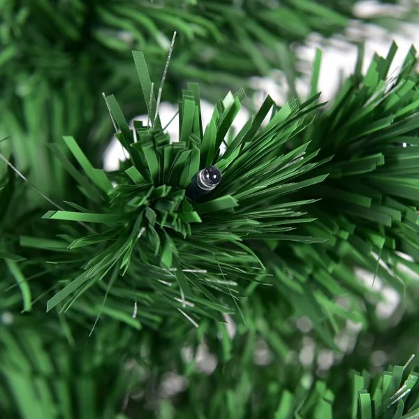 Sapin de Noël Artificiel 210 cm avec Lumières LED colorées et Pied Arbre de Noël en PVC plastique métal, Couleur vert
