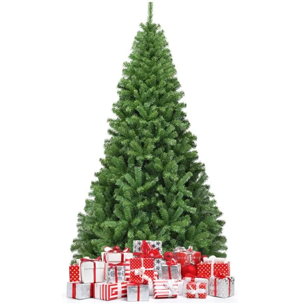 Sapin de Noël Artificiel 225CM Aiguilles en PVC avec 1346 Branches Pied Métallique Solide pour Maison Bureau Magasins Hôtels Vert