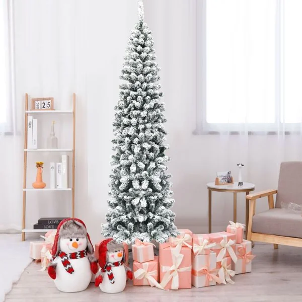 Sapin de Noël Artificiel 227CM Avec 641 Branches Floqué Charnières Arbre de Noël Installation Rapide