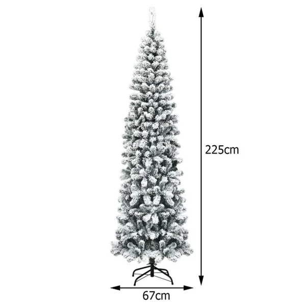 Sapin de Noël Artificiel 227CM Avec 641 Branches Floqué Charnières Arbre de Noël Installation Rapide